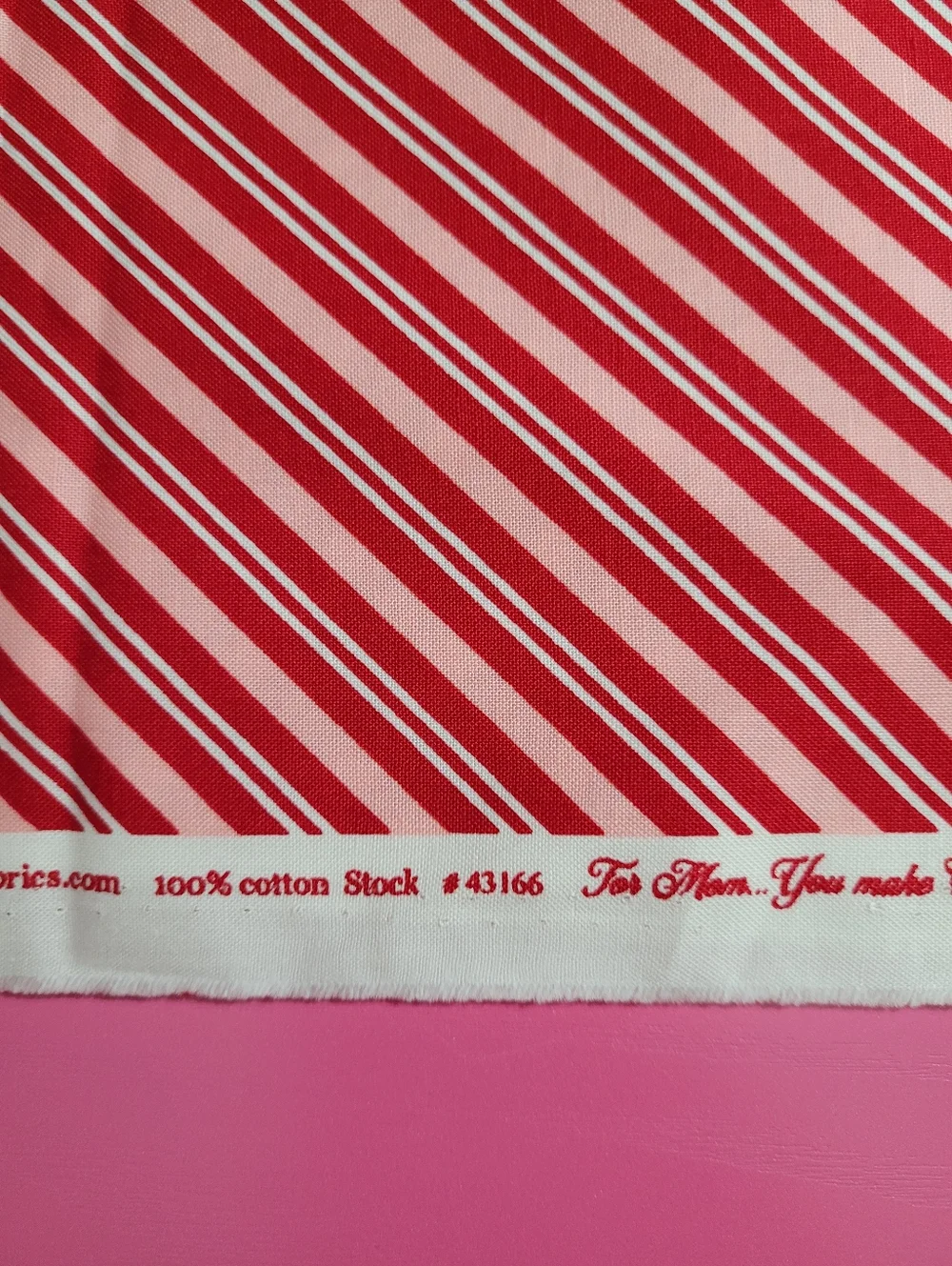 Once Upon A Christmas Moda Fabric Red White Pink Stripe Cotton #43166 (789/810)